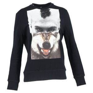 Neil Barrett Mohawk Wolf Printed Sweater in Black Cotton